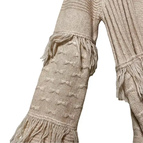 Chelsea and Violet  Western Fringe Boho Dusty Rose Belted Long Cardigan Sz S