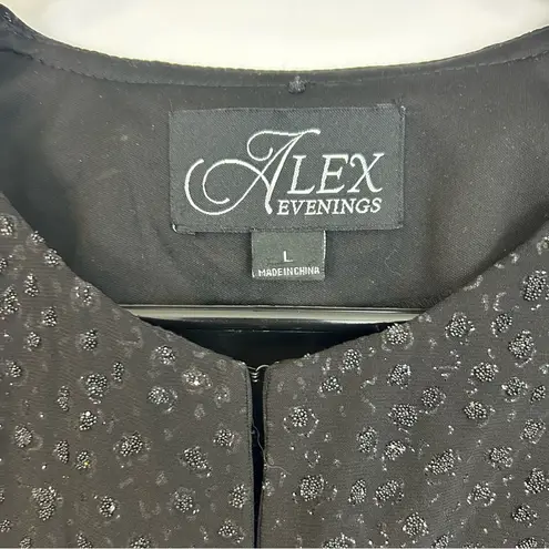 Alex Evenings Black Open Front Glitter Evening Jacket Size Large