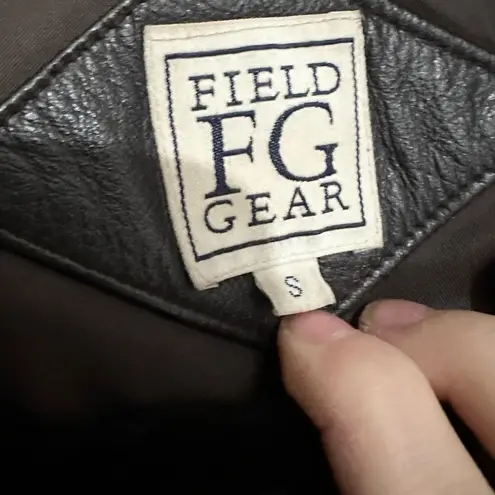 Field Gear Leather small Brown Jacket parka With Raccoon Collar