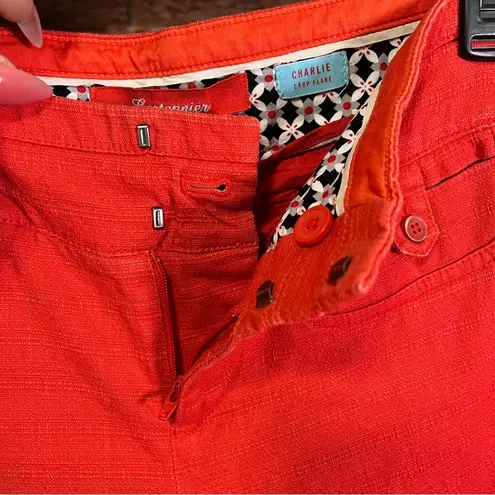 Cartonnier Anthropologie Charlie Crop Flare Pants Hot Orange Casual Mid Rise Orange Size 8