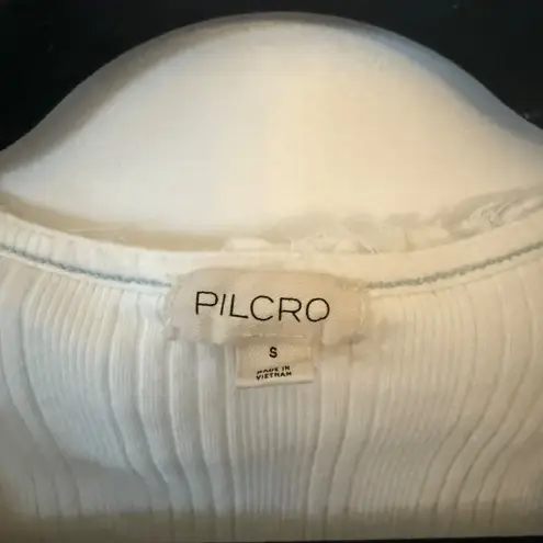 Pilcro Anthropologie white distressed ribbed tank top size small