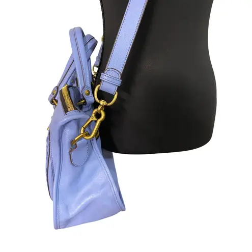 orYANY Leather Satchel Bag Periwinkle Braided Tassel Crossbody Tote Quiet Luxury Blue