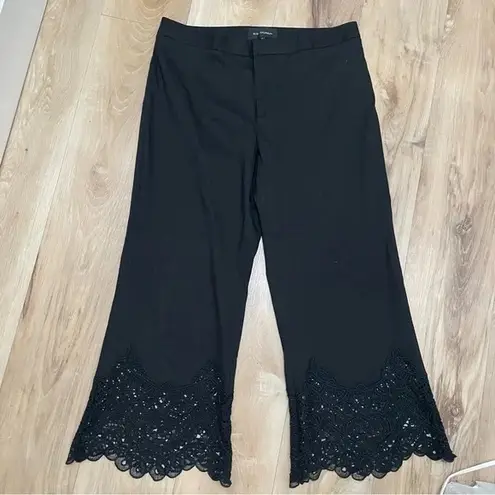 Kobi Halperin Black Lace Trim Cropped Pants size 8