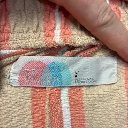 FP Beach Free People Jones Beach Striped Wide Leg Pants Linen Blend Women's L