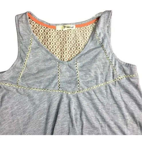Womens Tank Top Knit Lace Back Lightweight Handkerchief Hem Shirt Medium u Gray