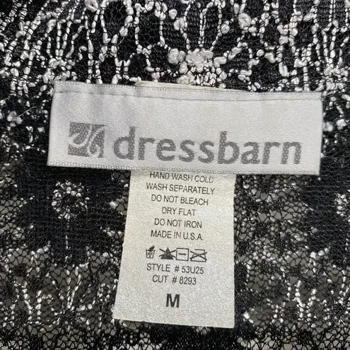 Dress Barn  90s y2k stretchy womens button up rave silver black top size M