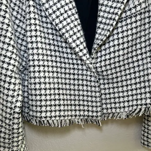 Lili Sidonio Houndstooth Blazer Fringe Trim Women's Jacket preppy care academia Black Size L