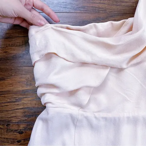 Reiss • Riana One Shoulder Bodycon Dress pink blush nude draped cocktail