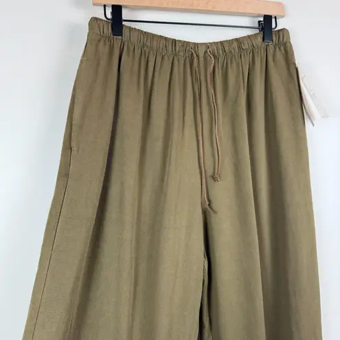 I.V.Y Pants Women L Oregano Drawstring Bohemian Straight Leg Trousers Lagen NWT Green Size L