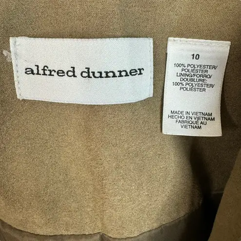 Alfred Dunner Lightweight Faux Suede Jacket Studded Zipper Front Tan Size 10