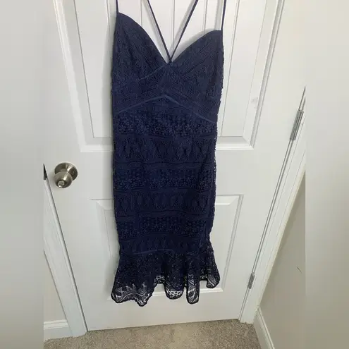 Likely  Revolve navy blue lace crochet darby cocktail dress size 4 wedding guest