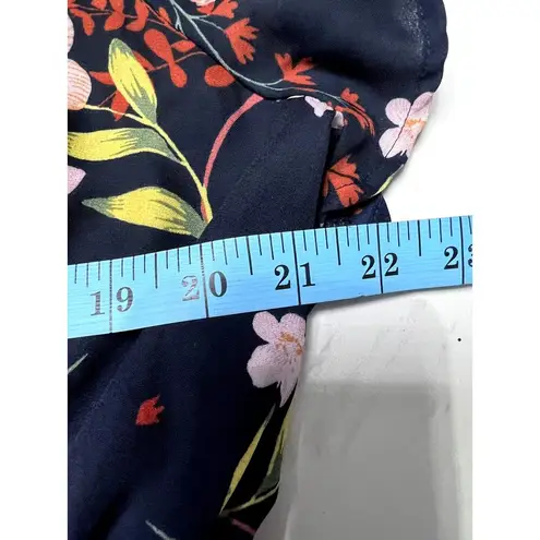 Fourteenth Place Hawaiian Floral Print Button Elastic Waist Bell Sleeve Top Blue
