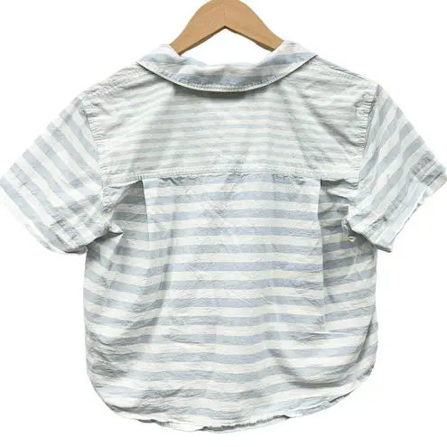 Madewell  Y-Neck Button-Up Shirt in Mixed Stripe size Small