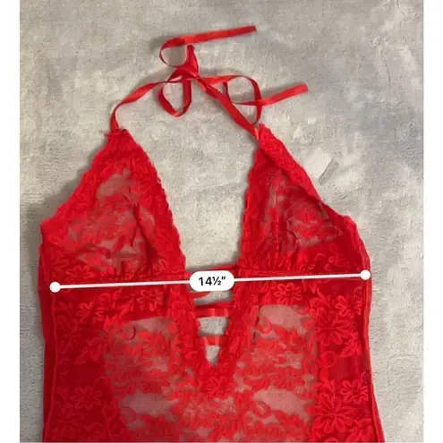 Women’s Sexy Red Halter Teddy Babydoll Lingerie Gown M Size M