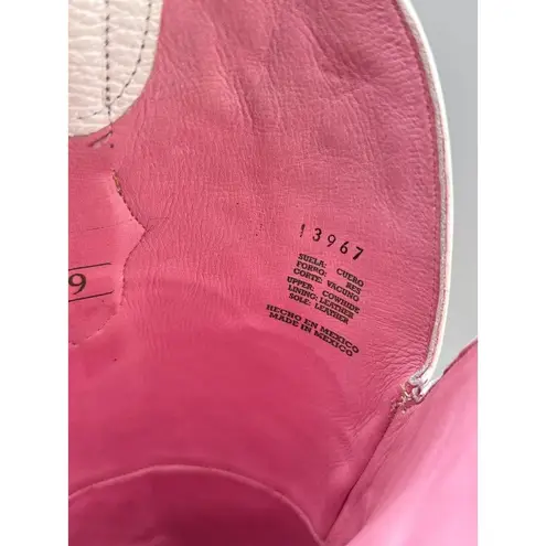 El Malcriado Womens Western Boots White Leather Embroidered Cowgirl Rodeo US 9