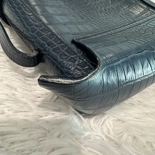 Manu Atelier Mini Pristine Croc Leather Crossbody Bag Rare Blue