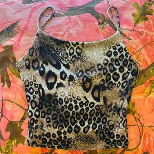 y2k snow leopard cheetah animal print silver grey camisole tank top Gray