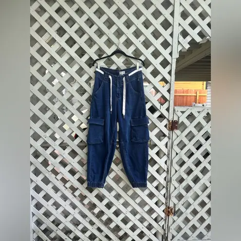 Pilcro High-Rise Cargo Jogger Denim-Knit Jeans