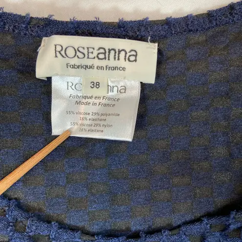 Roseanna Sleeveless Top Black & Blue Textured Rounded Hem Size 6 Oversized