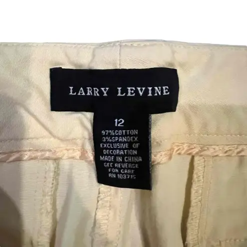 Larry Levine Women's Yellow Stretch Cuffed Hem Capri Chino Pants Size 12