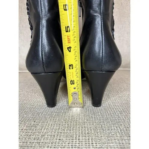 Alex Marie Women's Black Heeled Booties Zip Up Leather Sz 8.5