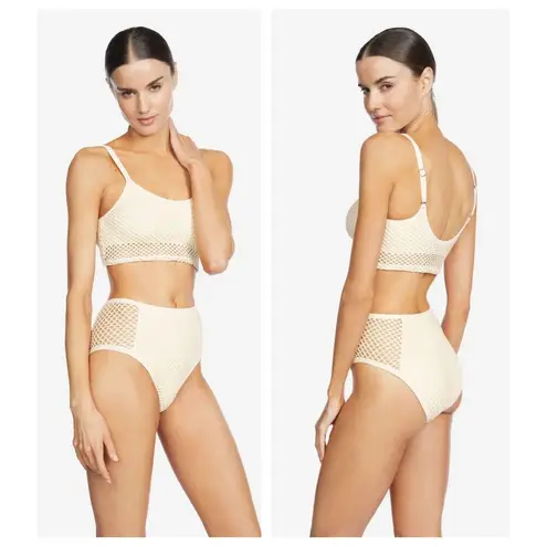 Robin Piccone PUA Crochet Cami Top and High Waist Bikini Bottoms Size Large