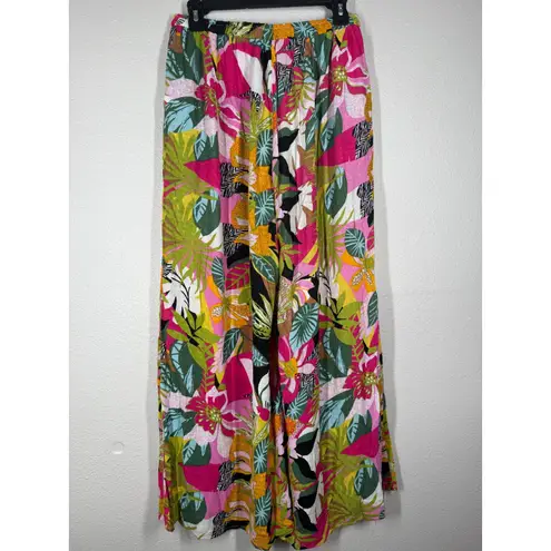 Rachel Roy Ultra Wide Leg Colorful Pants Womens Sz M Boho Beachy Vacation Light Green Size M