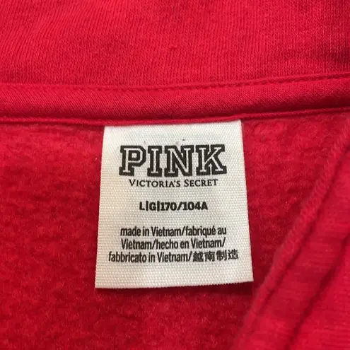 PINK - Victoria's Secret VICTORIA'S SECRET PINK FLEECE QUARTER-ZIP Red Sweater size large