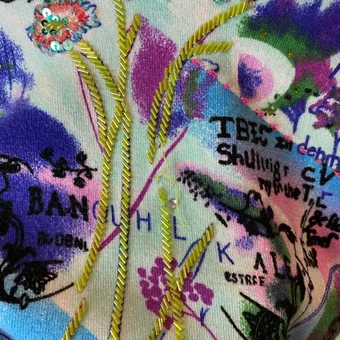 Y2K colorful abstract print beaded sweater Blue Size undefined