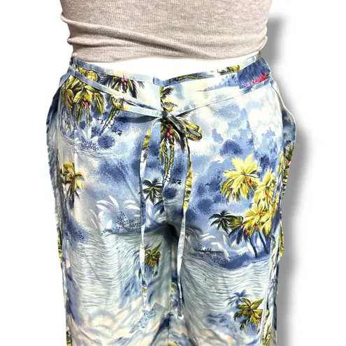 Elan Vintage Womens Tropical Print Wrap Pants Cotton Beach Coverup Island Boho
