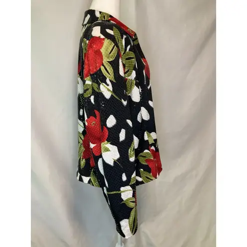 Mesmerize Whimsigoth Shacket XL Blazer Top Black Floral Bloomcore Shimmer Zip