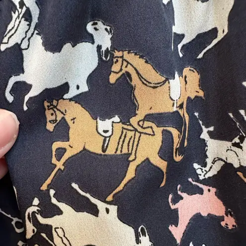Anthropologie Porridge Petaluma Sundress Horse Equestrian Print Polka Dot Size L Blue Size L