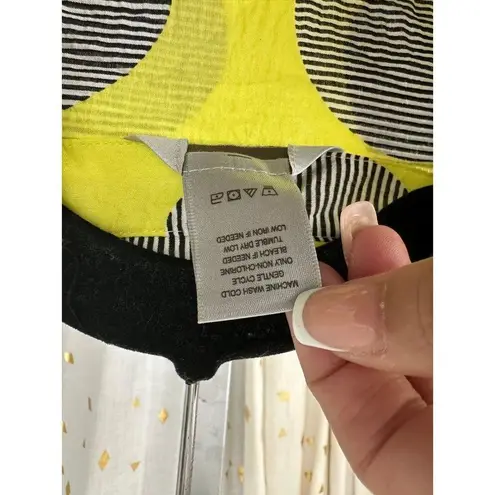 Multiples In The Round Geometric Front Gather Bell Sleeve Button Down Shirt S