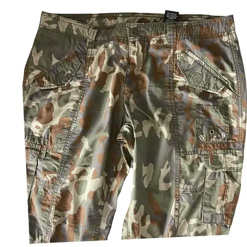 Norma Kamali  Women's Brown Camo  Cargo Jogger Drawstring Cuffs Pants Y2k Size 14