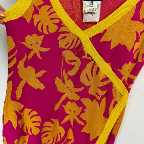 Versus Versace Y2K Abstract Tropical Print Top Sz 40 Small Pink Yellow