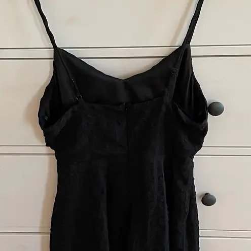 BANJUL NWT black textured cut out lined front ties LBD mini dress, size L summer
