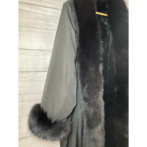 Marvin Richards Vtg Reversible Long Faux Fur Coat Sz 1X Black