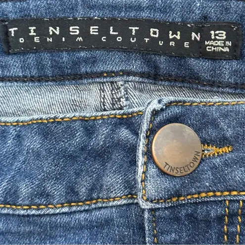 Tinseltown Blue Jean Shorts with Distressed Frayed Hem