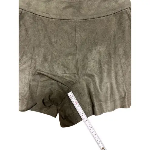 1. State  Women's High Waist Shorts Vegan Faux Suede Pleated Olive Earth Sz S