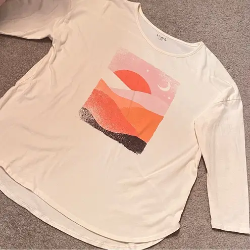 Wonderly 3/4 Sleeve Sunset Graphic T-Shirt {PETITE}