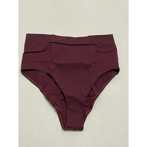 Vitamin A Womens Elena High Waisted Bikini Bottom Bathing Suit Swim Burgundy 14