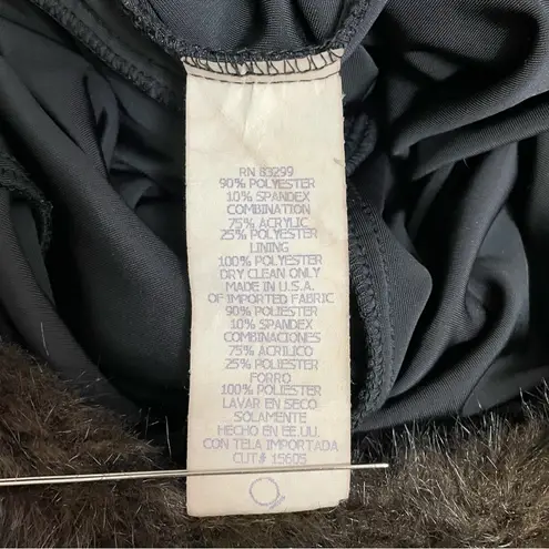 Onyx Nite Black Velvet Maxi Dress Faux Fur Trim Off Shoulder Long Sleeve 14 USA