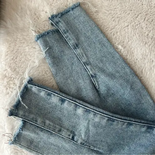 Express Acid Wash Skinny Cropped Jeans Super High Rise