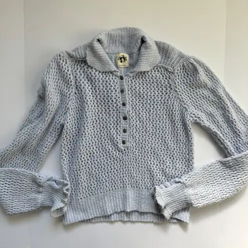 Free People  Purple Open Weave Cropped Snowdrift Pullover Top Sweater Size Small