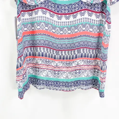 Ella Moss Blue Coral Cold Shoulder Boho Medallion Blouse