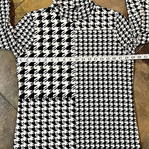 Tribal Women’s Houndstooth Mock Turtleneck 3/4 Sleeve Medium Black