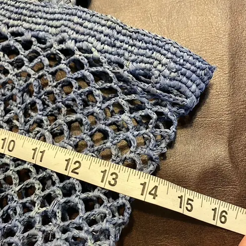 Hat Attack Denim Blue Raffia Fisherman Net Tote Bag Handmade Beach Casual New Blue