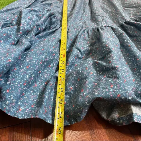 Vintage 70s Victorian Style Handmade Prairie Cottagecore Maxi Dress Modest Blue