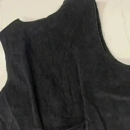 Vintage Soul Mates Patchwork Corduroy Vest Women's 2X Braided Fabric Tie Back Black