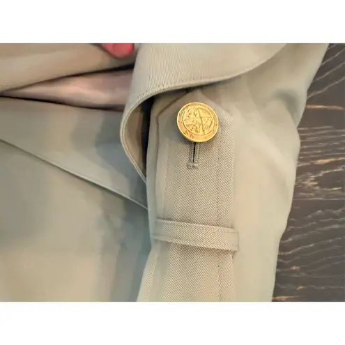 Women's Vintage Green Trench Coat M Long Belted Formal Size 10